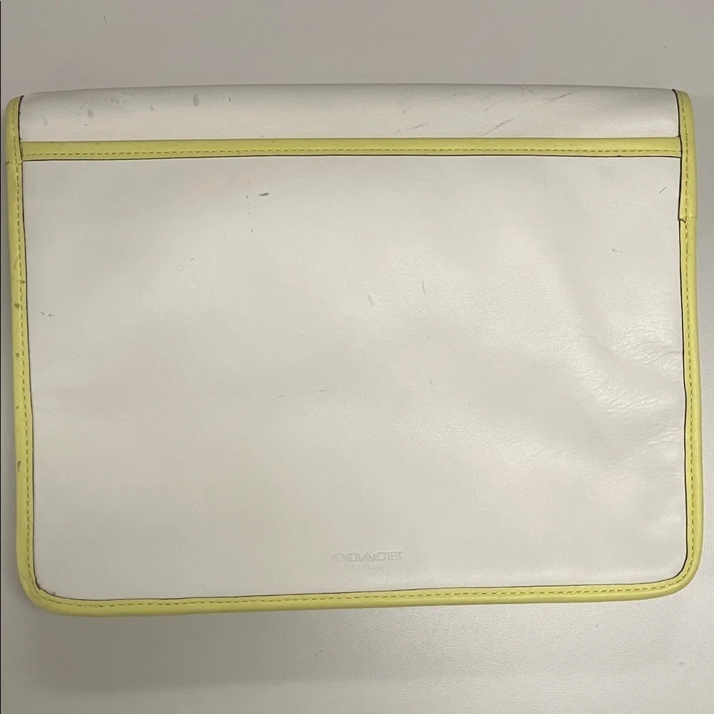 Coach White and Yellow Clutch / IPad bag